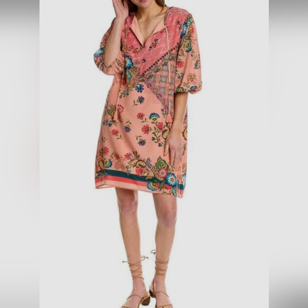 Johnny Was Vibrant Floral Long Sleeve Dress